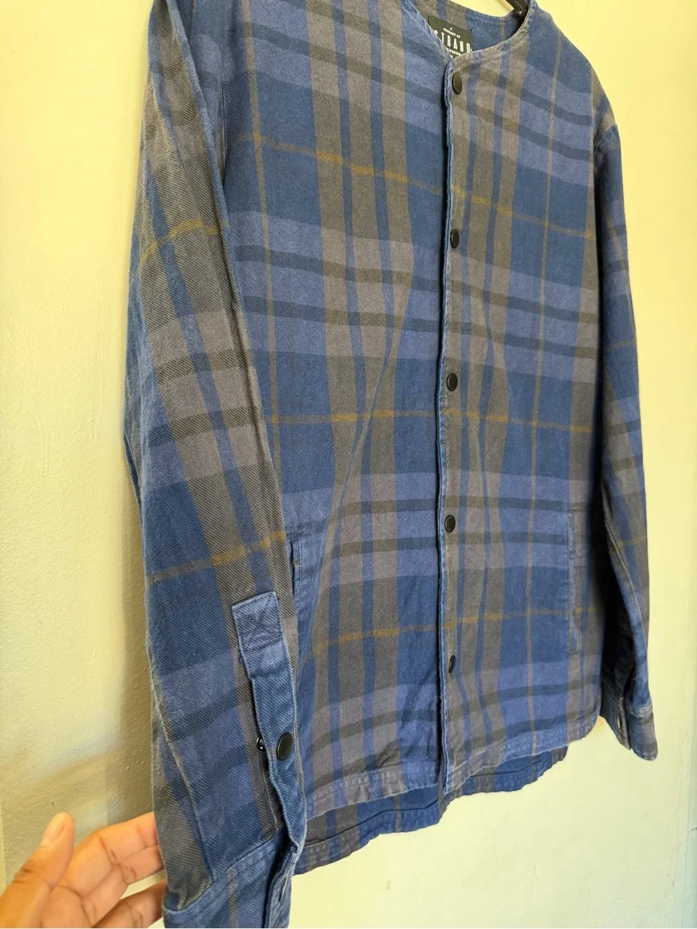 Product of Strand California Blue Plaid Snap Front Cotton jacket